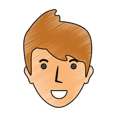 flat line colored  man face  doodle  over white background  vector illustration