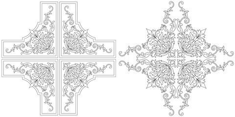 Baroque vector set of vintage elements for design. Decorative design element filigree calligraphy vector. You can use for wedding decoration of greeting card and laser cutting.