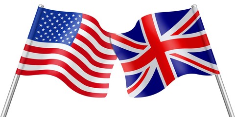 Flags. USA and United Kingdom