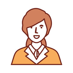 flat line colored lawyer woman doodle over white background vector illustration