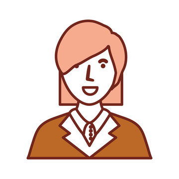 flat  line colored lawyer woman doodle over white background vector illustration
