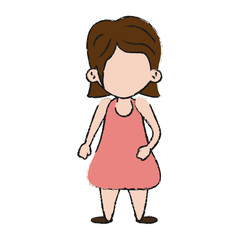 Kid girl faceless icon vector illustration graphic design
