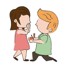 Cute kids in love cartoon icon vector illustration graphic design