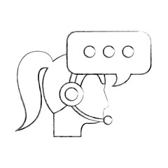 call center woman operator customer support and speech bubble