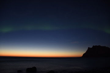 Aurora Borealis, Nordlicht, Polarlicht, Erdmagnetosphäre, grün, Schimmer, Atmosphäre, Norwegen, Uttakleiv