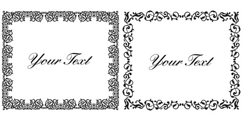 Set of vintage border frame engraving with retro ornament pattern in antique baroque style decorative design. Vector