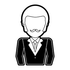 flat line  monocromatic   businessman  over white background  vector illustration