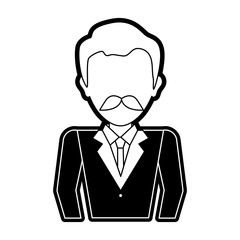 flat line  monocromatic   businessman  over white background  vector illustration