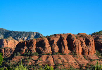 Towering sandstone cliffs in Sedona Arizona