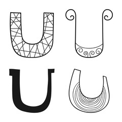 Decorative letters of the alphabet. Lettering for design, scrapbooking, digital stamps. Vector