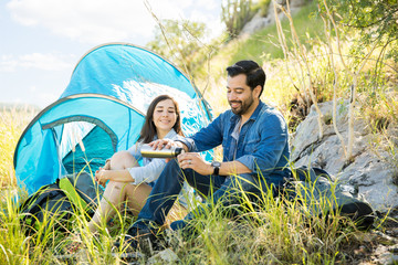 Enjoying a camping day