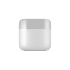  Plastic cosmetic jar for cream, scrub, gel, powder. Vecto mockup