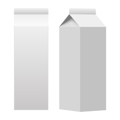 Milk or juice carton packaging package box white blank isolated. Vector