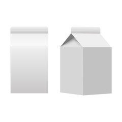 Milk or juice carton packaging package box white blank isolated. Vector