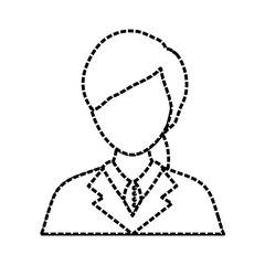 flat line  uncolored  lawyer woman  sticker over white background  vector illustration