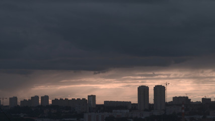 Fototapeta premium Storm over the city of Ekaterinburg. Cloudy weather in the city