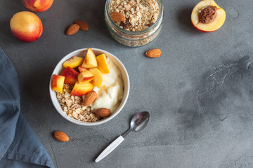Oatmeal and fruit breakfast bowl