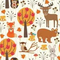 Gardinen Kinderzimmer Muster  seamless pattern with autumn forest - vector illustration, eps    © nataka