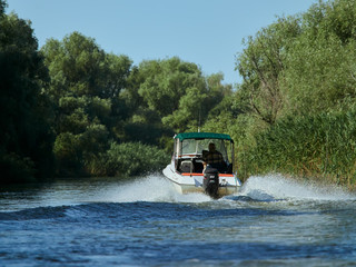 Tourist Group in the Danube Delta, Romania