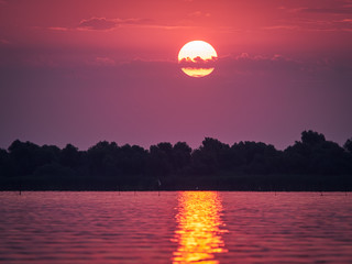 Beautiful sunrise in the Danube Delta, Romania
