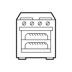 stove oven with two hot bread icon