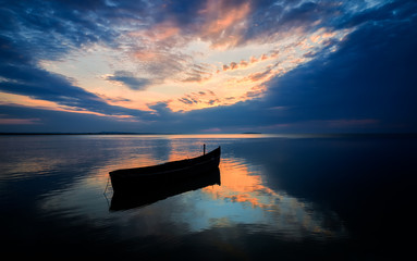 Beautiful sunset in the Danube Delta, Romania

