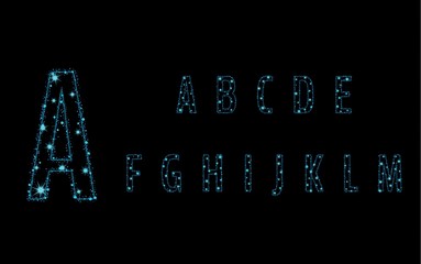 alphabet letters from glittering blue stars