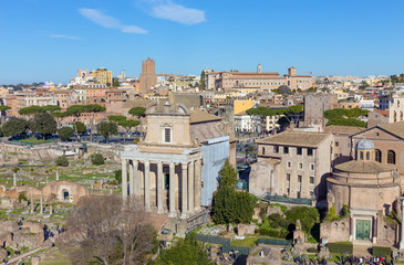 Fototapeta na wymiar View of the Forum Romanum (Roman Forum), Rome, Italy
