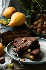 squidgy pear hazelnut chocolate spread cake