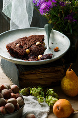 squidgy pear hazelnut chocolate spread cake