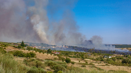 Fototapeta premium Fire near small village