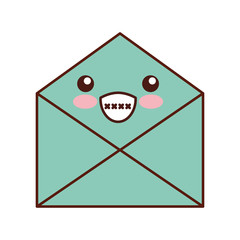 kawaii open envelope message mail cartoon