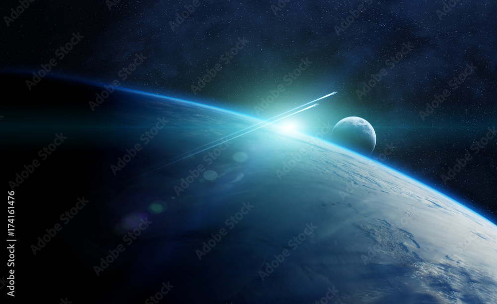 Fototapete planet earth in space 3d rendering elements of this image furnished by nasa