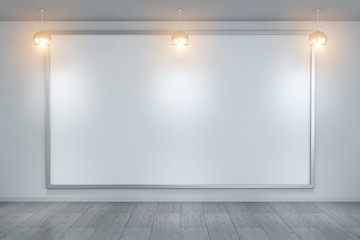 White blanks canvas on a wall 3D rendering