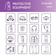 Protective equipment set Vector isolated Illustration on white background for menus, recipes and packages product