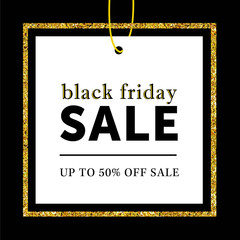 Black Friday Sale, Black weekend Sale Poster, banner with gold elements - Vector Illustration vol. 21