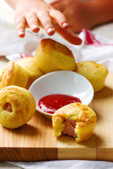 Mini corn dog.style rustic.