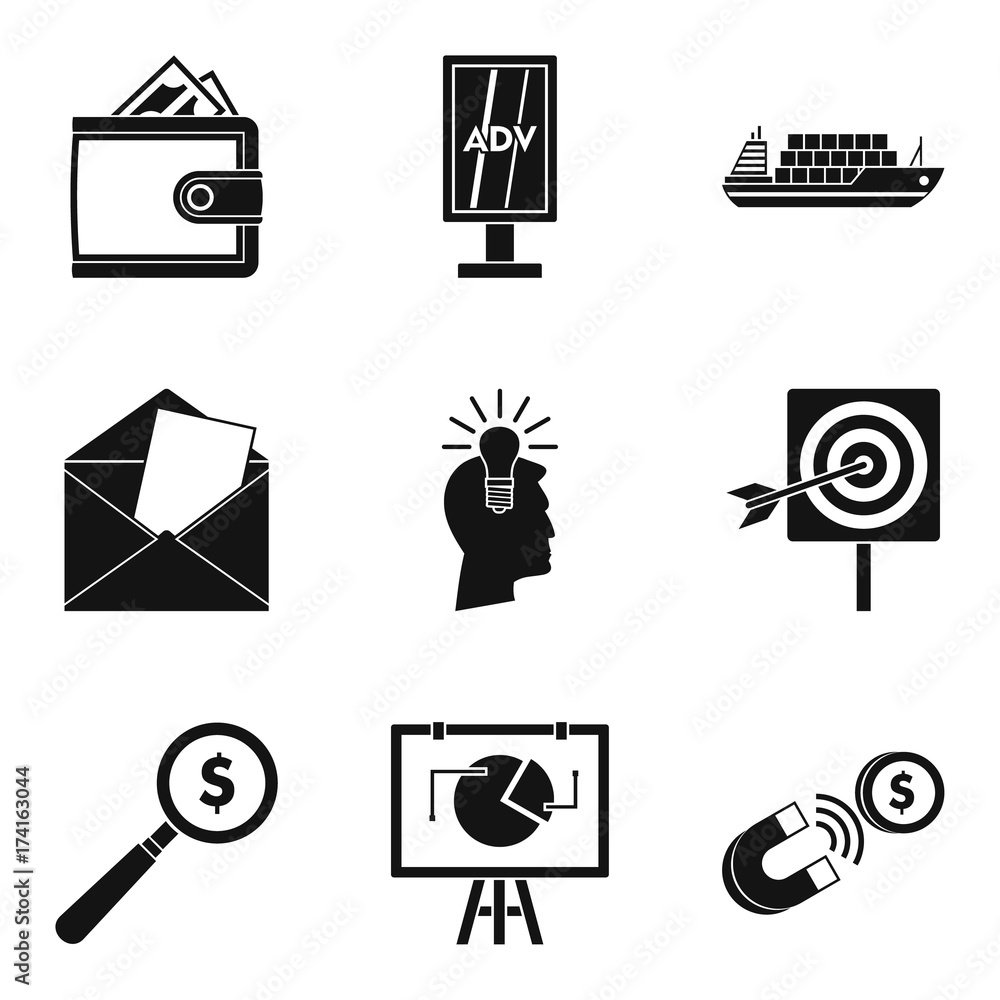 Poster handout icons set, simple style