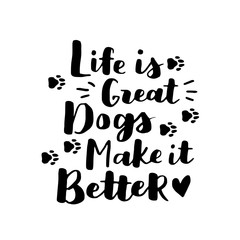 Dog adoption hand written lettering. Brush lettering quotes about the dog. Vector motivational saying black ink on white isolated background.