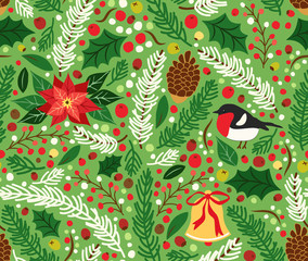 Cute hand drawn winter holidays seamless pattern