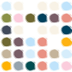 Abstract vector geometric seamless pattern with brush stroke circles  in soft pastel colors.