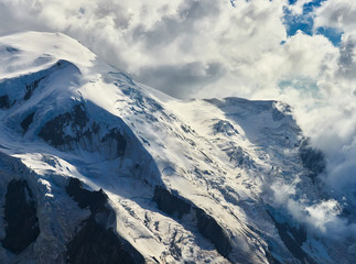 Fototapeta premium French Alps, Mont Blanc and glaciers as seen from Aiguille du Midi, Chamonix, France 