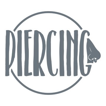 Nose Piercing Logo, Simple Gray Style