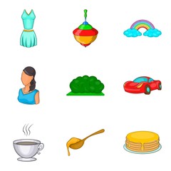 Nanny icons set, cartoon style
