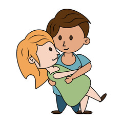 man holding woman couple cute icon image vector illustration design 