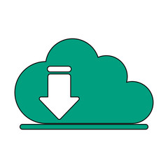 cloud storage download arrow  icon image vector illustration design 