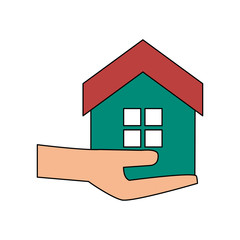 Fototapeta na wymiar hand holding house or home icon image vector illustration design 