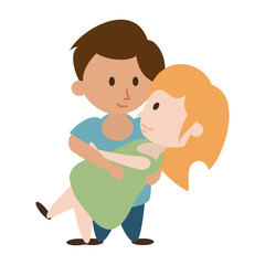 man holding woman couple cute icon image vector illustration design 