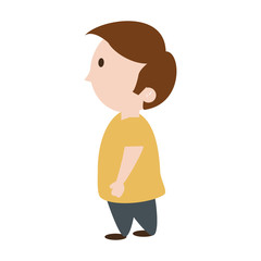 young happy boy wearing yellow shirt sideview  icon image vector illustration design 