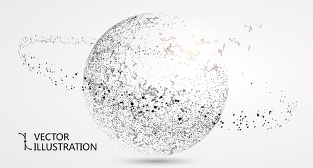 A particle consisting of planets, vector illustrations. © liuzishan